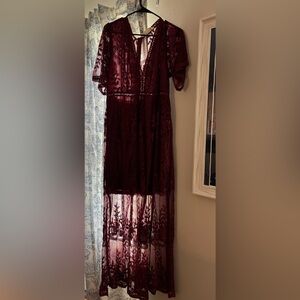 Chic Burgundy Lace Dress